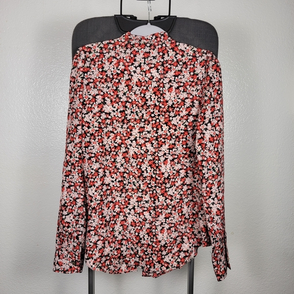 Ralph Lauren Button Up Top Pink Floral Ditsy Print Long Sleeve Women's Size M - Picture 2 of 6